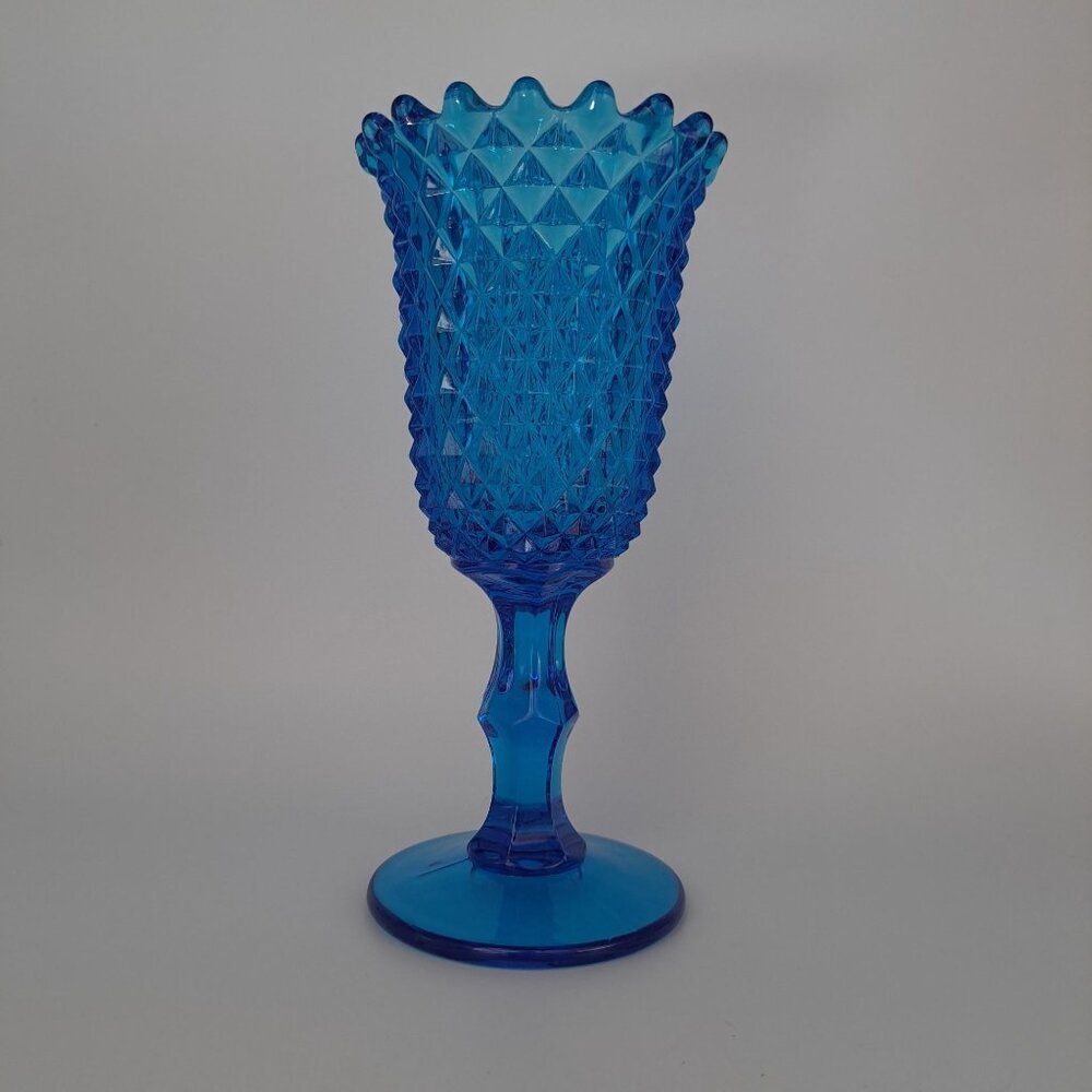 Westmoreland Sawtooth Bermuda Blue Celery Vase